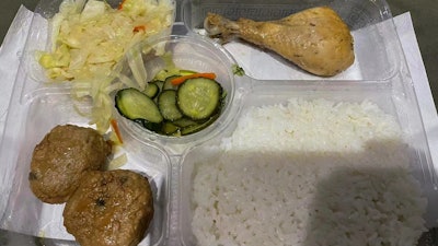 A meal for a resident at the National Exhibition and Convention Center quarantine facility, Shanghai, April 15, 2022.