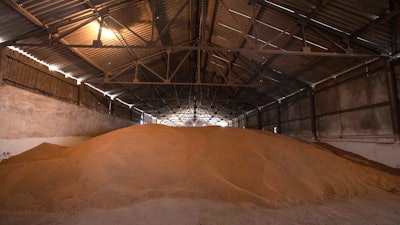 Wheat warehouse belonging to Ivan Kilgan, head of the regional agricultural association village, Luky, Ukraine, March 25, 2022.
