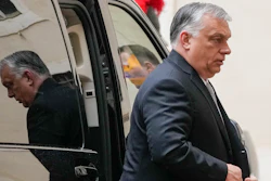 Hungary Prime Minister Viktor Orban arrives at the Vatican to meet Pope Francis, April 21, 2022.