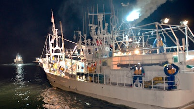 A fishing boat in Nemuro, Japan, April 2016.