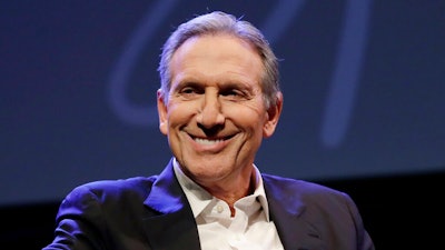 Howard Schultz speaks at an event to promote his book, 'From the Ground Up,' in Seattle on Jan. 31, 2019. Starbucks President and CEO Kevin Johnson said Wednesday, March 16, 2022, he will retire next month, and former CEO and company founder Howard Schultz will replace him on an interim basis.