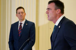 Oklahoma Gov. Kevin Stitt at a news conference in Oklahoma City, April 29, 2022.