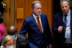 David Beasley, executive director of the United Nations World Food Program, arrives to a UN Security Council Meeting on Food Insecurity and Conflict, May 19, 2022.