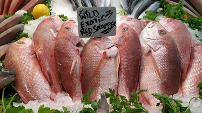 Tropical red snapper for sale in a London market.