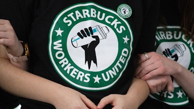 Starbucks employees and supporters during a union-election watch party, Dec. 9, 2021, Buffalo, N.Y.
