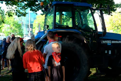 A small group of people gather ahead of a major protest by farmers, The Hague, Netherlands, June 22, 2022.