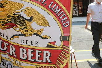 Kirin beer advertisement in Tokyo, Aug. 25, 2020.