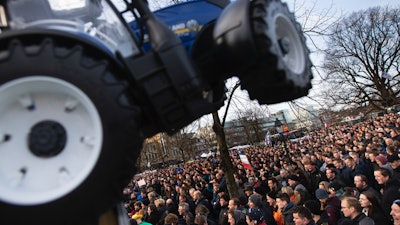 Thousands of farmers converge on The Hague, Netherlands, Feb. 19, 2020.