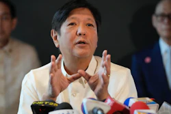 Philippine President-elect Ferdinand 'Bongbong' Marcos Jr. gestures during a press conference at his headquarters in Mandaluyong, Philippines, June 20, 2022.