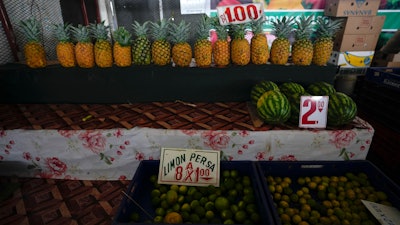 Fruits are displayed at a market in Panama City, July 20, 2022.