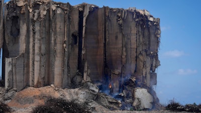 Lebanese caretaker Economy Minister Amin Salam said Thursday that the capital's port silos, shredded in a massive blast two years ago may collapse, as authorities struggle to contain a fire.