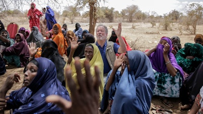 World Food Program chief David Beasley meets with villagers, Wagalla, Kenya, Aug. 19, 2022.