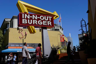 In-N-Out Burger restaurant sign in San Francisco, Aug. 25, 2022.