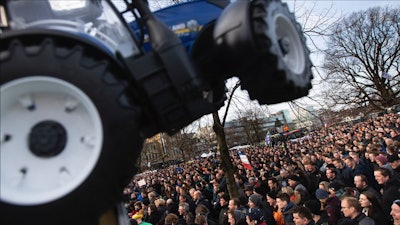 Thousands of farmers converge on The Hague, Netherlands, Feb. 19, 2020.