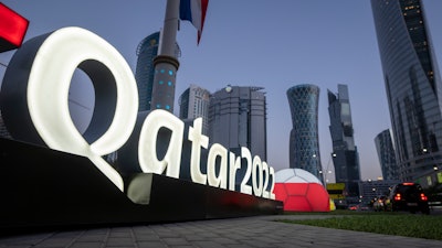 World Cup logo, Doha, Qatar, March 31, 2022.