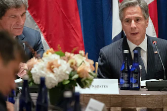 U.S. Secretary of State Antony Blinken at the Alliance for Development in Democracy meeting during the 77th session of the United Nations General Assembly, New York, Sept. 20, 2022.