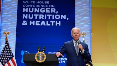 President Biden during the White House Conference on Hunger, Nutrition and Health, Ronald Reagan Building, Washington, Sept. 28, 2022.