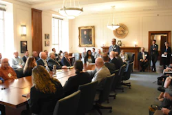 Assistant Attorney General Jonathan Kanter speaks with members of National Farmers Union in RFK Main Justice Building, Washington, D.C., Sept. 12, 2022.