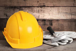 Hardhat And Old Leather Gloves 000022581563 Medium