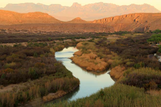The Rio Grande viewed from the Rio Grande Village Nature Trail in Big Bend National Park, Texas.