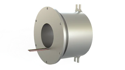 A washdown slip ring with through-hole.