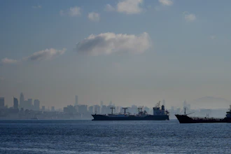 Cargo ships anchored in the Marmara Sea, Istanbul, Nov. 1, 2022.