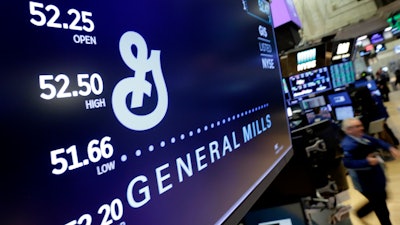 General Mills logo on the floor of the New York Stock Exchange, Feb. 23, 2018.