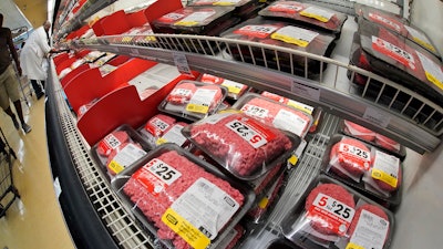 Ground Beef is on display in a market in Pittsburgh on Tuesday, July 12, 2022.