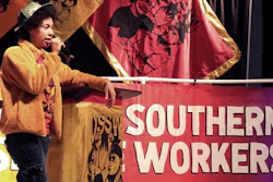 Mariah Parker, USSW organizer, speaks at the Levi C. Chavous Conference Center in Columbia, S.C., Nov. 18, 2022.