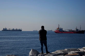 Cargo ships anchored in the Marmara Sea await to cross the Bosphorus Straits in Istanbul, Turkey, Tuesday, Nov. 1, 2022. Turkey's defense minister urged Russia to 'reconsider' its decision to suspend the implementation of the U.N. and Turkish-brokered grain deal in a telephone call Monday with his Russian counterpart, Sergei Shoigu.