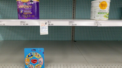 Baby formula on the shelves of a grocery store in Carmel, Ind., May 10, 2022.