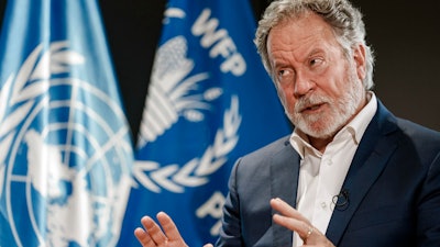 World Food Program Executive Director David Beasley during an interview with The Associated Press at the WFP headquarters in Rome, Nov. 2, 2021.
