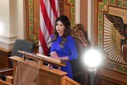 South Dakota Gov. Kristi Noem delivers the State of the State address, Jan. 10, 2023.