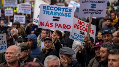 Farmers protest in Madrid, Jan. 11, 2023.