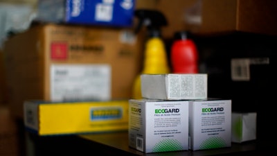 Auto parts are displayed on a shelf at a car repair shop, Collingdale, Pa., July 13, 2022.