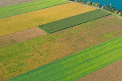 Aerial view of crops near Chalon-sur-Saône, France.