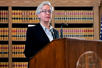 Oregon Gov. Tina Kotek speaks at the State Library of Oregon in Salem, Jan. 31, 2023.