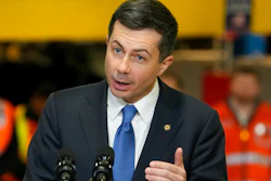 Transportation Secretary Pete Buttigieg speaks before the arrival of President Joe Biden at the construction site of the Hudson Tunnel Project, Tuesday, Jan. 31, 2023, in New York. Nearly 50 businesses and nonprofits including rideshare companies Uber and Lyft, industrial giant 3M and automaker Honda are pledging millions of dollars in initiatives to stem a 'crisis' in road fatalities under a new federal effort announced Friday, Feb. 3.