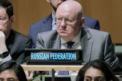 Russia United Nations Ambassador Vassily Nebenzia at U.N. headquarters, Feb. 23, 2023.