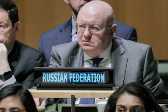 Russia United Nations Ambassador Vassily Nebenzia at U.N. headquarters, Feb. 23, 2023.