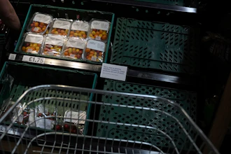 Packs of tomatoes in a supermarket in London, Feb. 28, 2023.