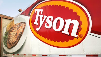 A Tyson Foods, Inc., truck is parked at a food warehouse on Oct. 28, 2009, in Little Rock, Ark.