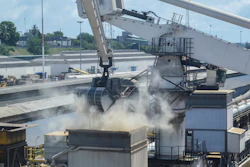 Grain is offloaded from the Eaubonne bulk carrier at the port of Mombasa, Kenya, Nov. 26, 2022.