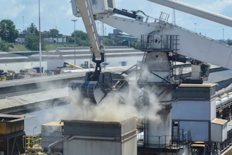 Grain is offloaded from the Eaubonne bulk carrier at the port of Mombasa, Kenya, Nov. 26, 2022.