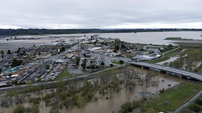 The flooded Pajaro River in Pajaro, Calif., March 14, 2023.