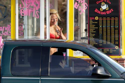 A barista at a Grab-N-Go Bikini Hut espresso stand, Snohomish County, Wash., Feb. 2, 2010.