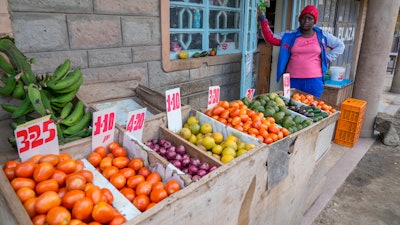 A shop owner in Kitengela, Kenya, April 17, 2023.