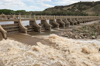 A dam along the Rio Grande near San Acacia, N.M., May 9, 2021.
