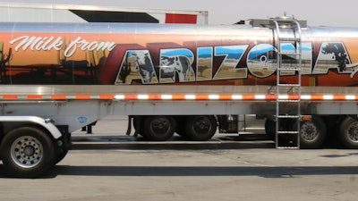 ​​​Exemplar Arizona Milk Transport Inc. truck-tractor and United Dairymen of Arizona tank trailer.