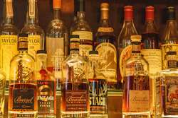 Bottles of Pappy Van Winkle bourbons, top right, at 'Far Bar' in Los Angeles, March 4, 2023.